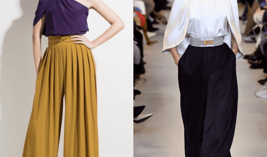 Широкие брюки-палаццо: основные правила комплектования