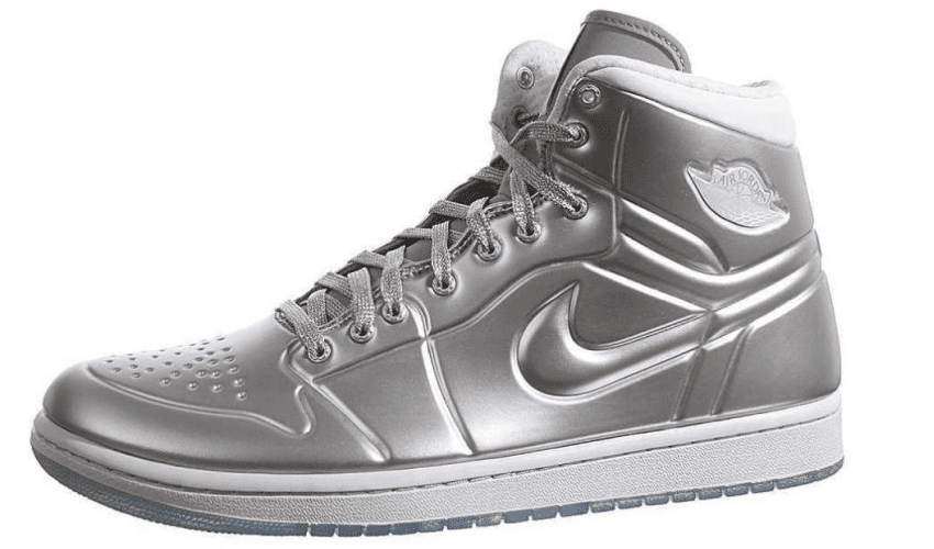 Silver air jordan shoes