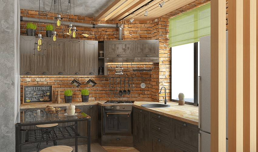 Дизайн маленькой лофт-кухни